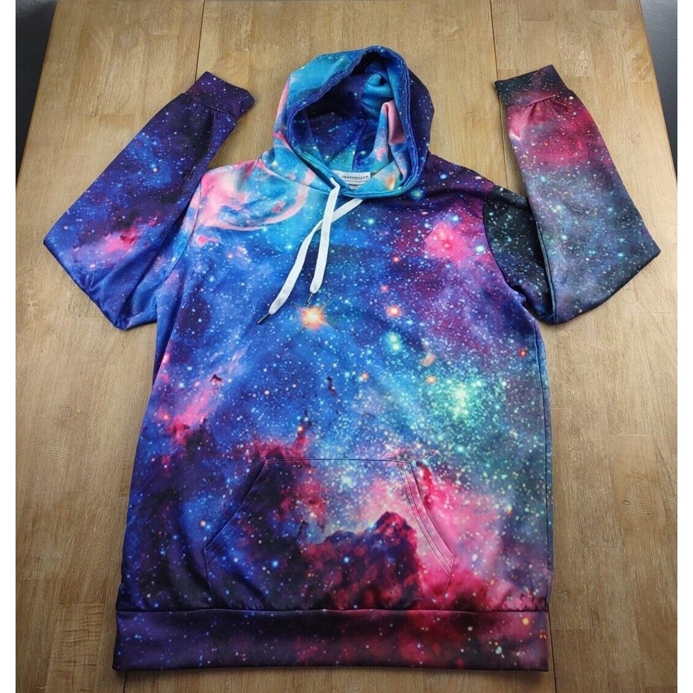 Colorful Unisex Newcosplay Outer Space Hoodie‎ Sweatshirt Size L Kangaroo Pocket
